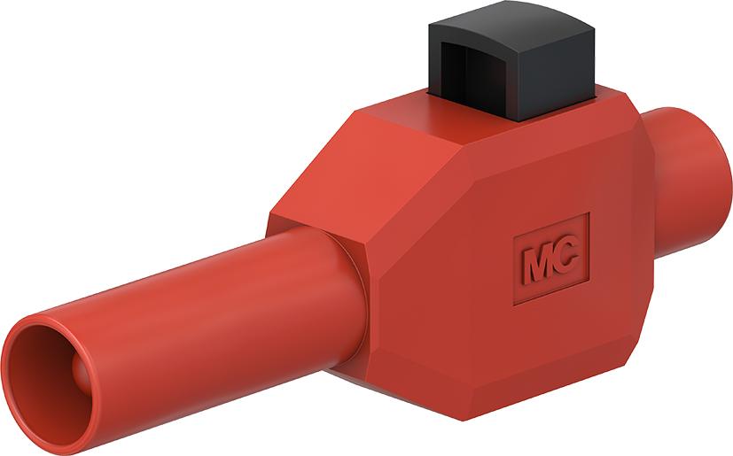 4 mm safety clip-on plug red