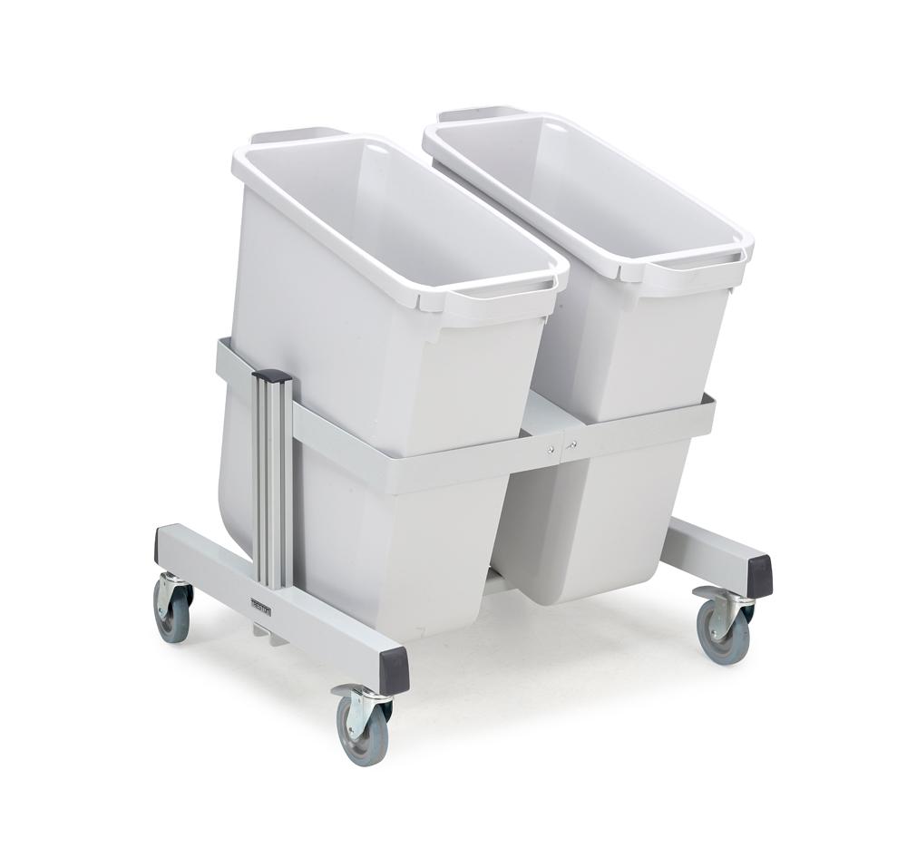 Recycling material trolley with two wastebin