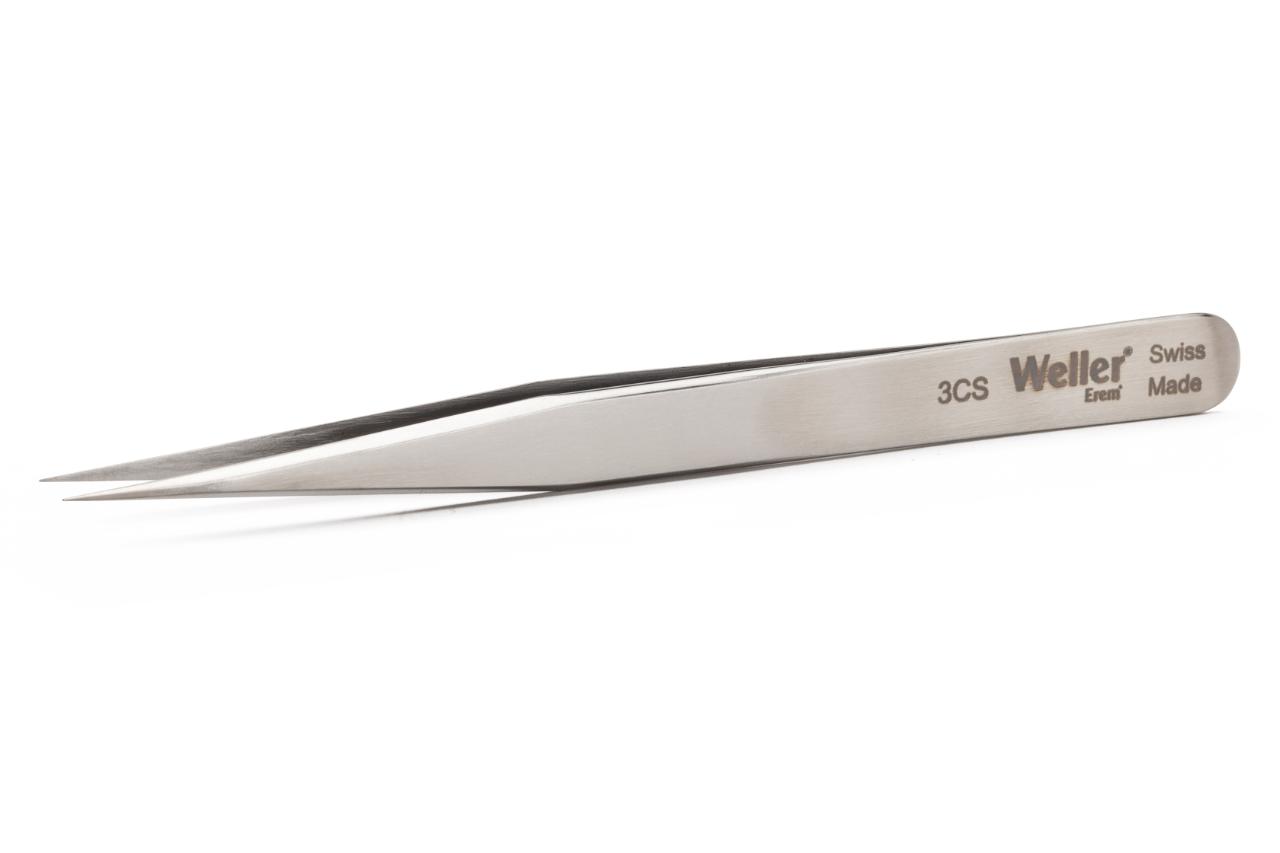 Precision tweezers, stainless steel, with long tips, 110 mm, 11 g