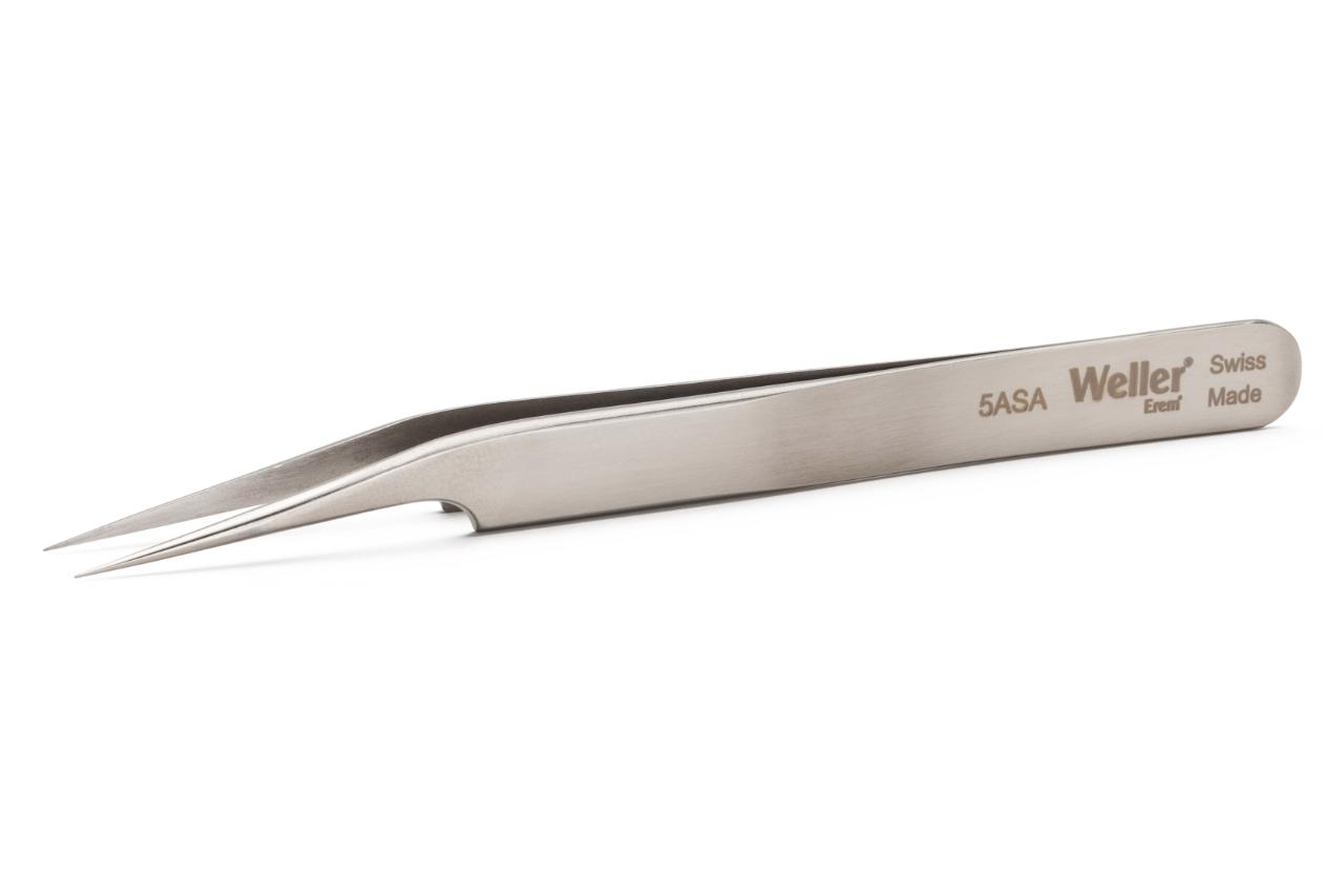 Precision tweezers, lightly curved 15°, relieved.