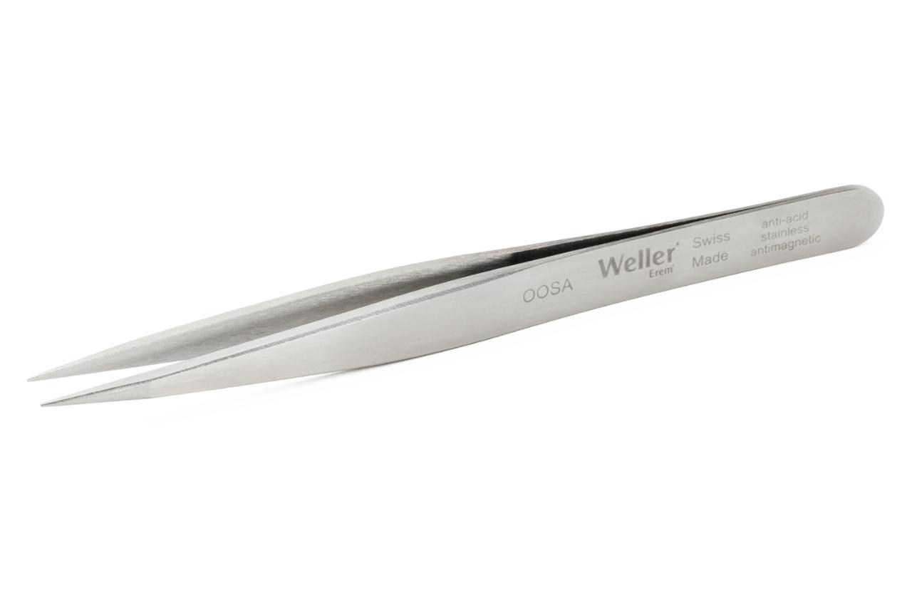 Precision tweezers with pointed tips. Very robust. Suitable for standard applications