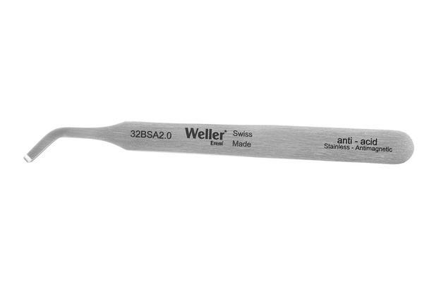 SMD tweezers, angled 45°, with round tips, dia. 2 mm/.078, Tweezers without grav