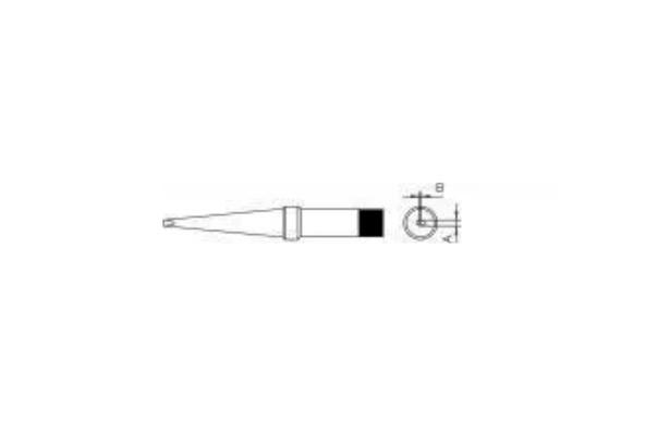 PT L7 Soldering Tip Chisel Long 370°C, 2,0 mm for TCPS, TCP 12, TCP 24, TCP 42 and FE 50M Soldering Iron <br />Width A : 2,0 mm<br />Thickness B : 1,0 mm<br />