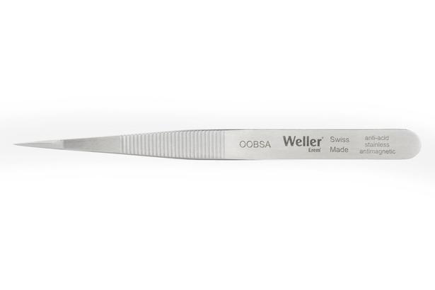 Precision tweezers with pointed tips. Very robust.