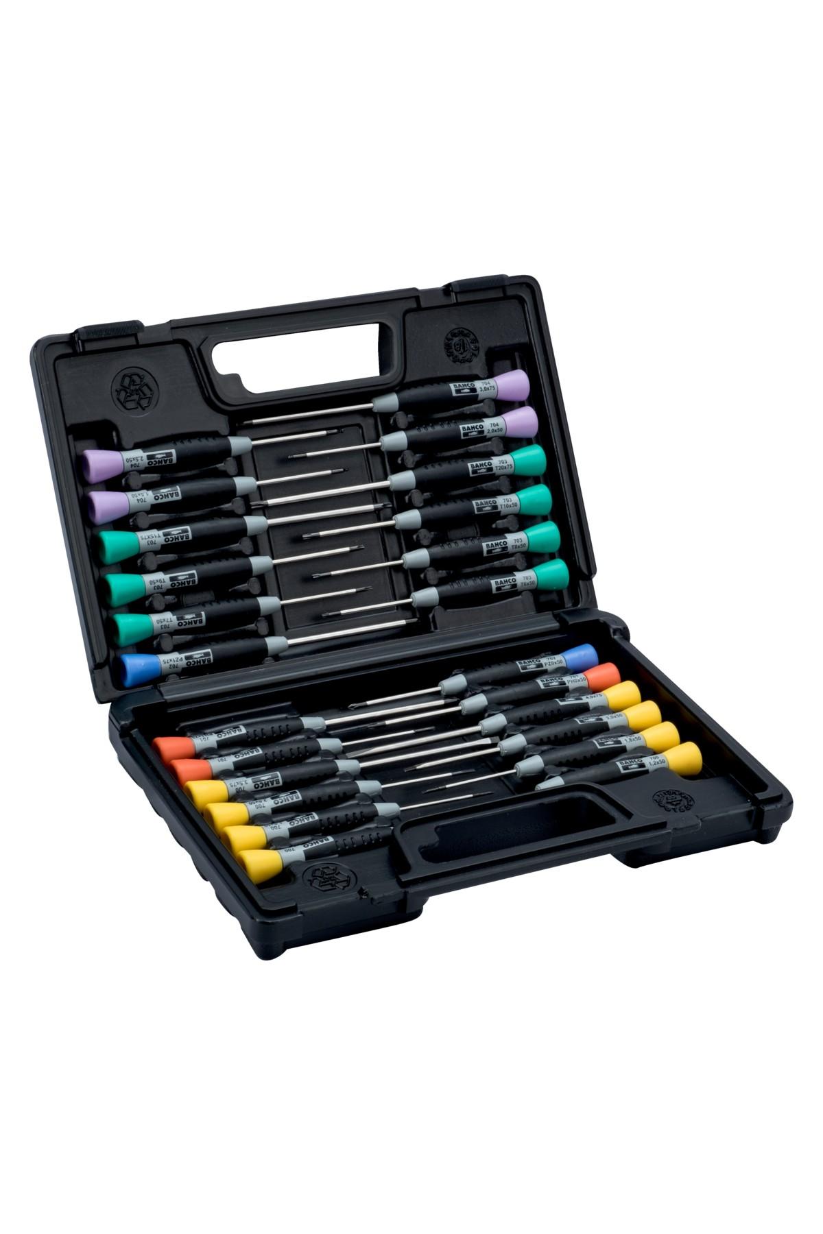 Straight Slot/Phillips/Pozidriv/TORX/Hex Screwdriver Set with Precision Grip - 24 Pieces