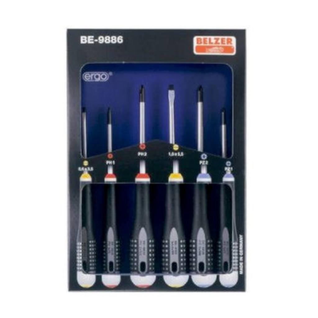 Screwdriver set straight slot/Phillips/Pozidriv 6 parts