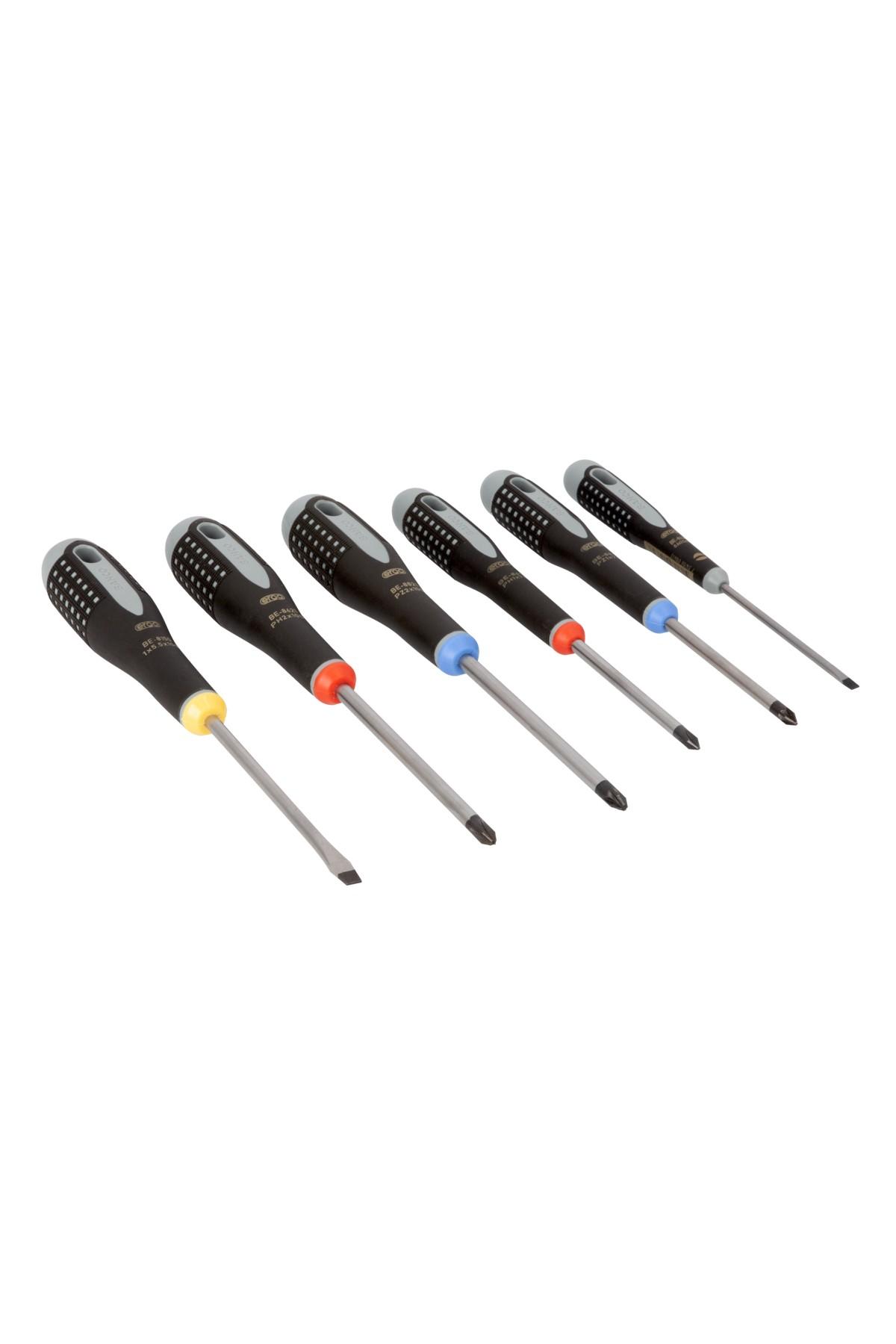 Screwdriver set straight slot/Phillips/Pozidriv 6 parts