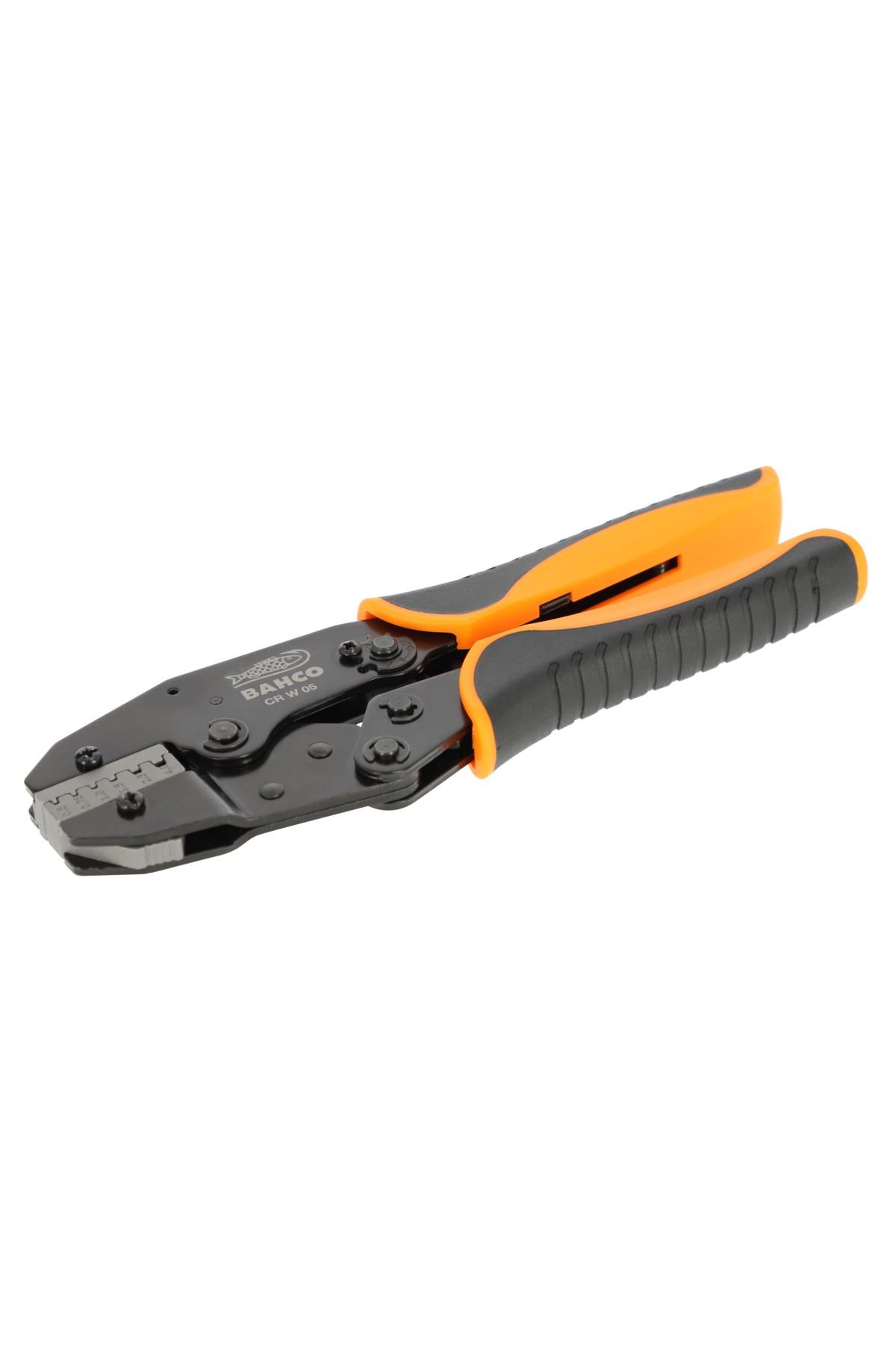 Crimping pliers with ratchet function for tubular connectors 0.5 AWG-4.0 AWG