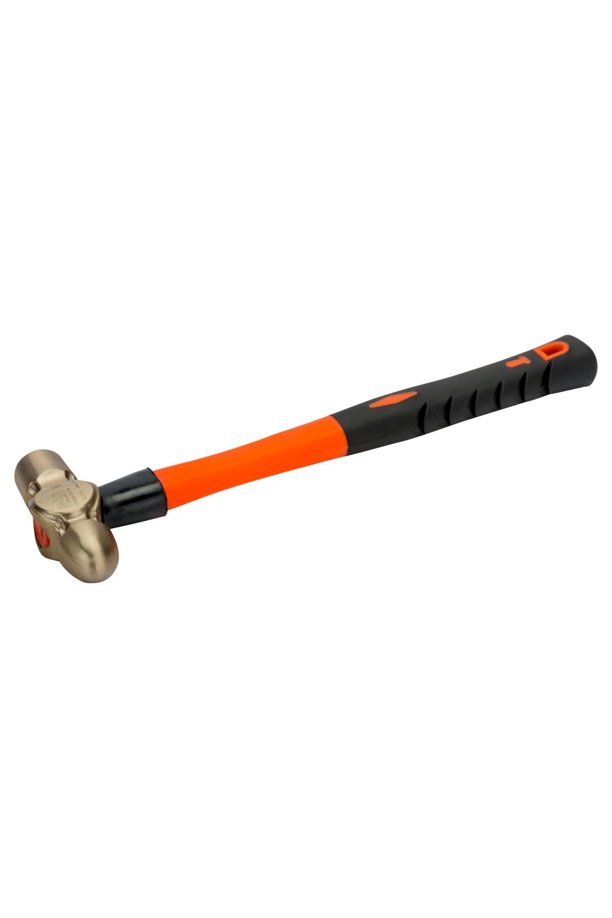 Non-sparking ballpoint hammer with head 300g in aluminium-bronze and fiberglass shaft