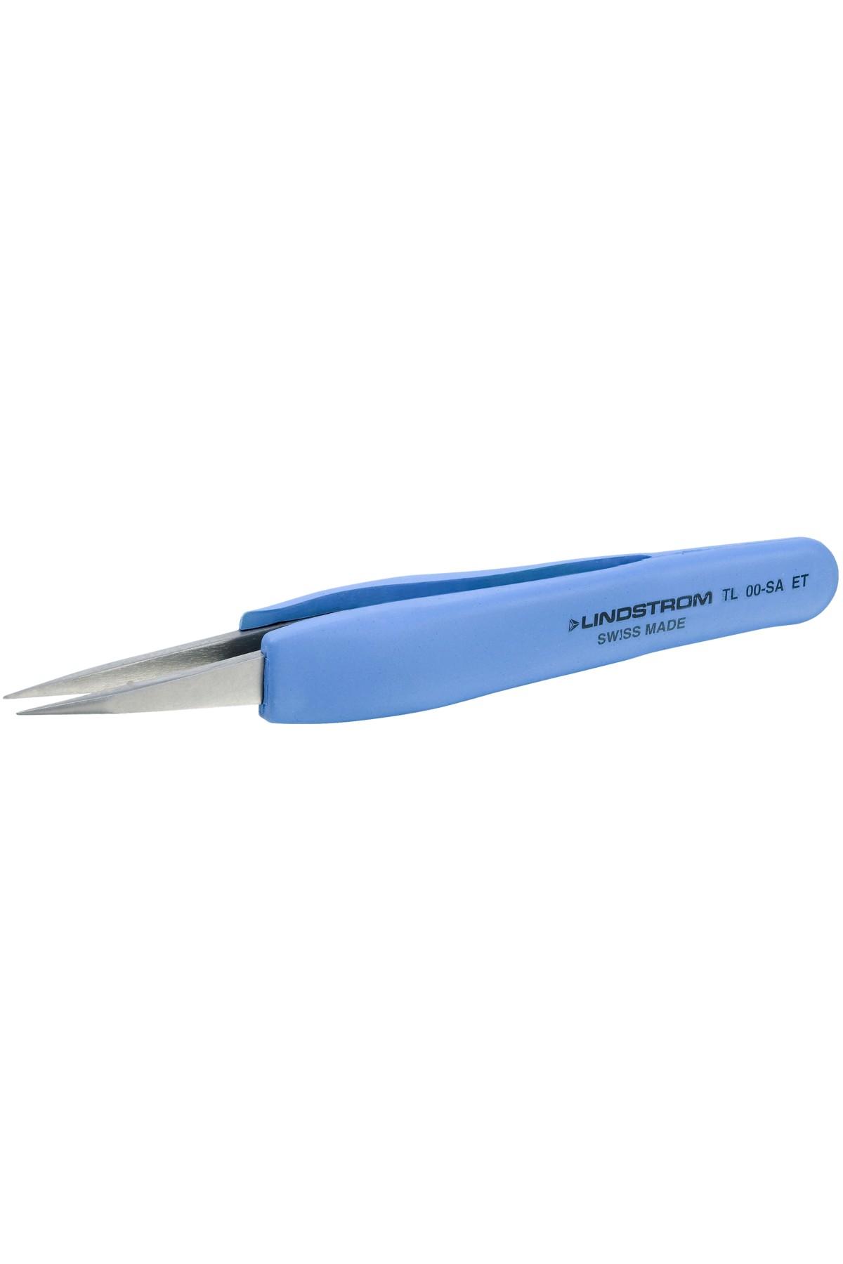 Lindström tweezers antimagnetic in stainless steel high precision with soft grip ESD secured 123mm