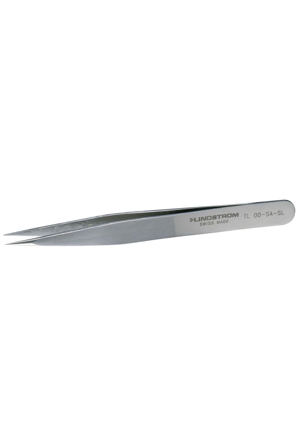 Lindström tweezers antimagnetic in stainless steel high precision with flat edge and strong tips 120mm