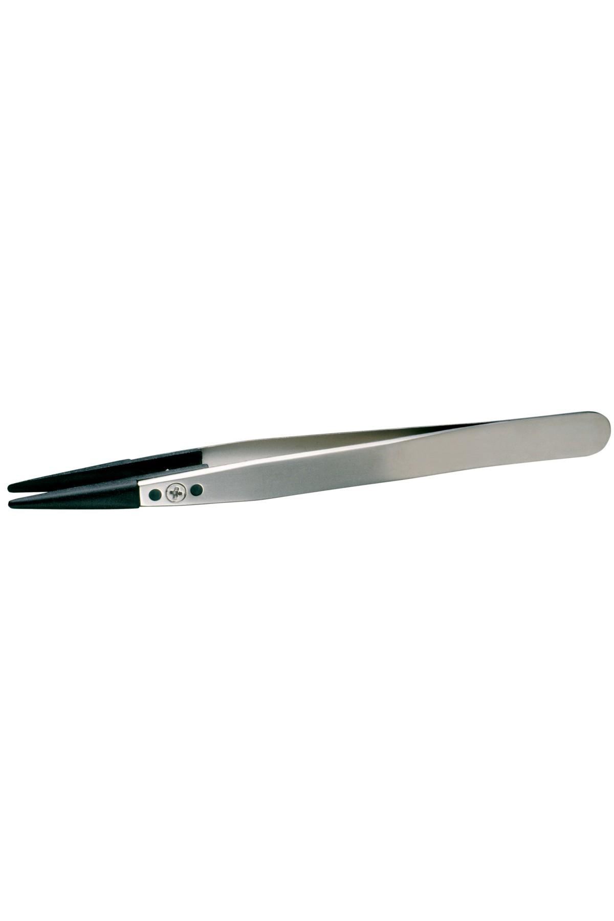 Lindström tweezers antimagnetic in stainless steel with replaceable spec carbon fiber tips 130mm