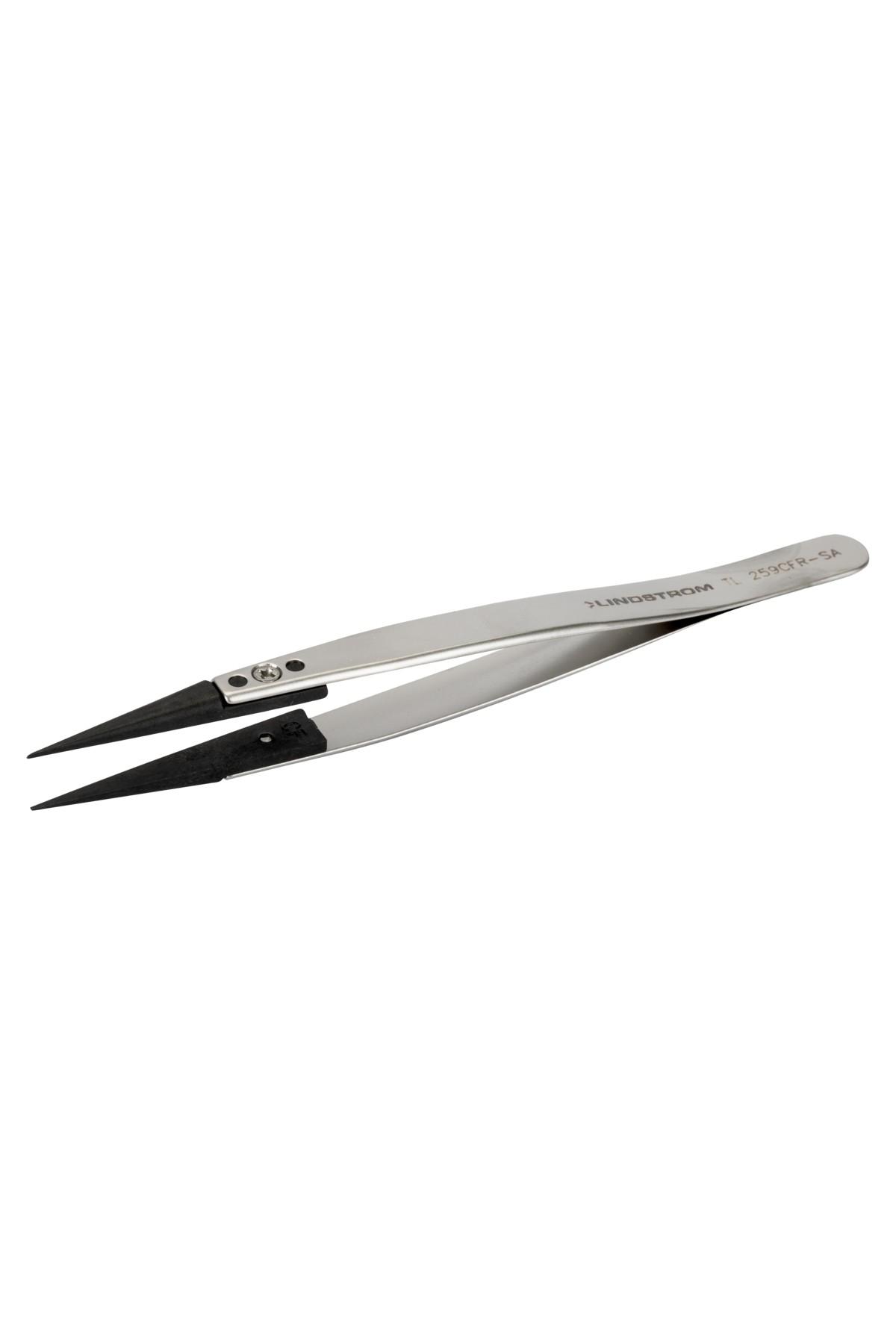 Lindström tweezers antimagnetic in stainless steel with replaceable strong carbon fiber tips 130mm