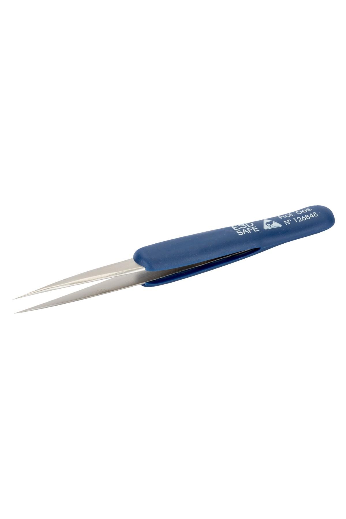 Lindström tweezers antimagnetic in stainless steel high precision soft grip ESD secured very sharp tips 123mm