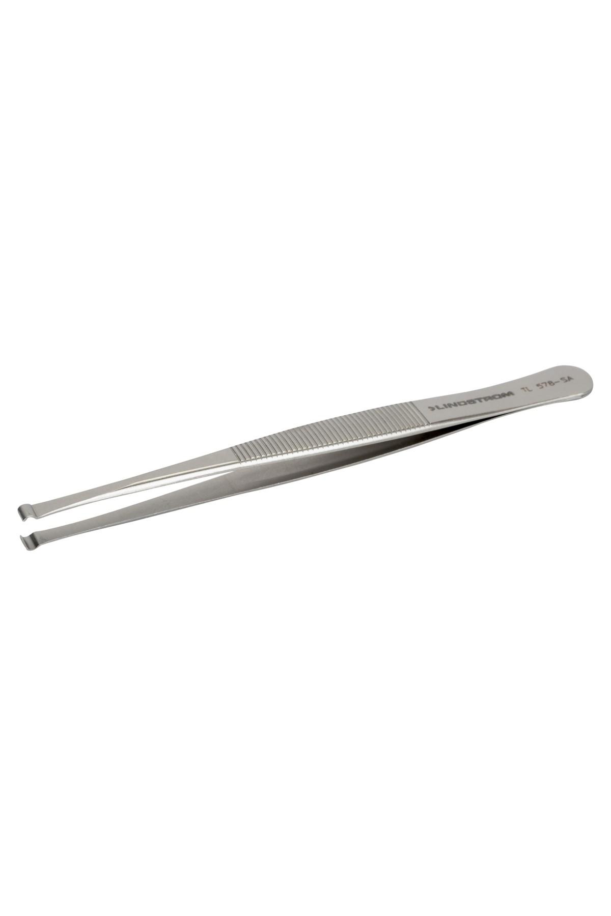 Lindström tweezers antimagnetic in stainless steel high precision with 6 mm 90° angled tips 120mm