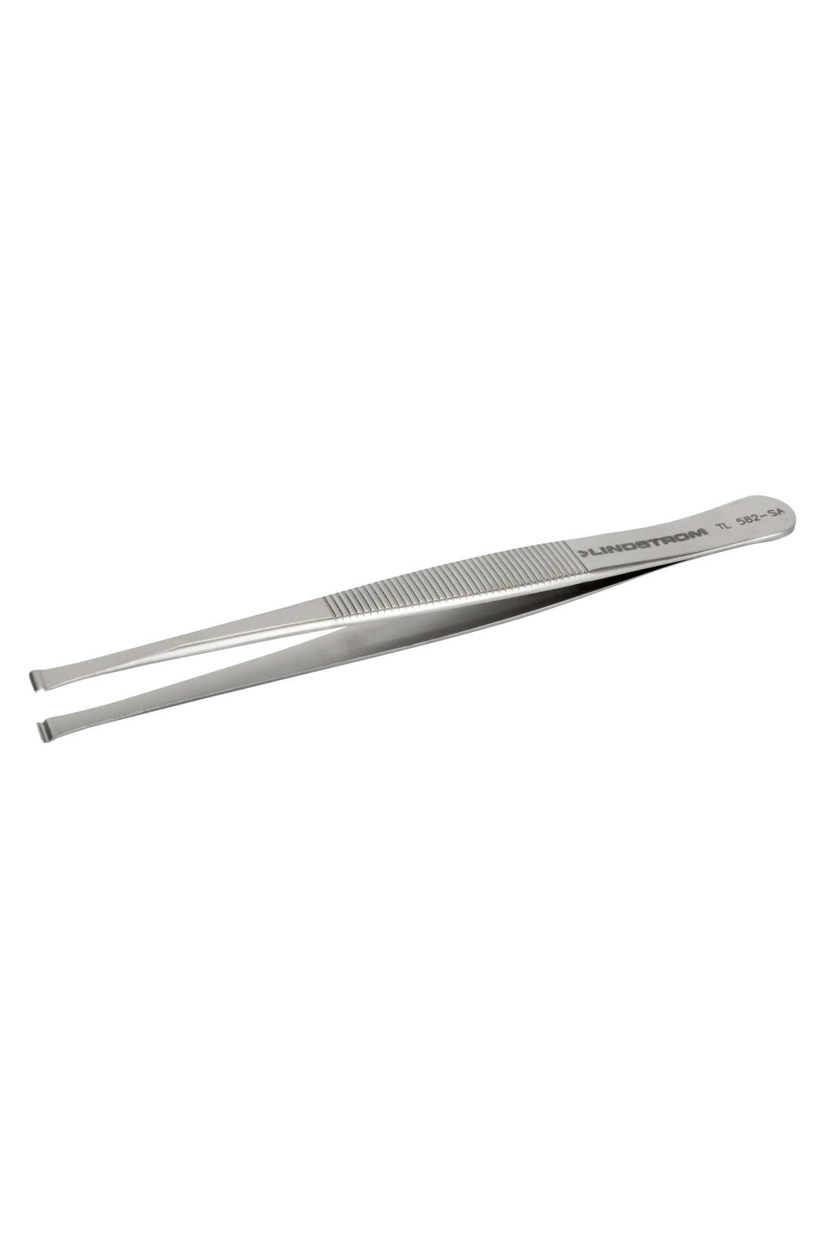 Lindström tweezers antimagnetic in stainless steel high precision with 4 mm 90° angled tips 115mm