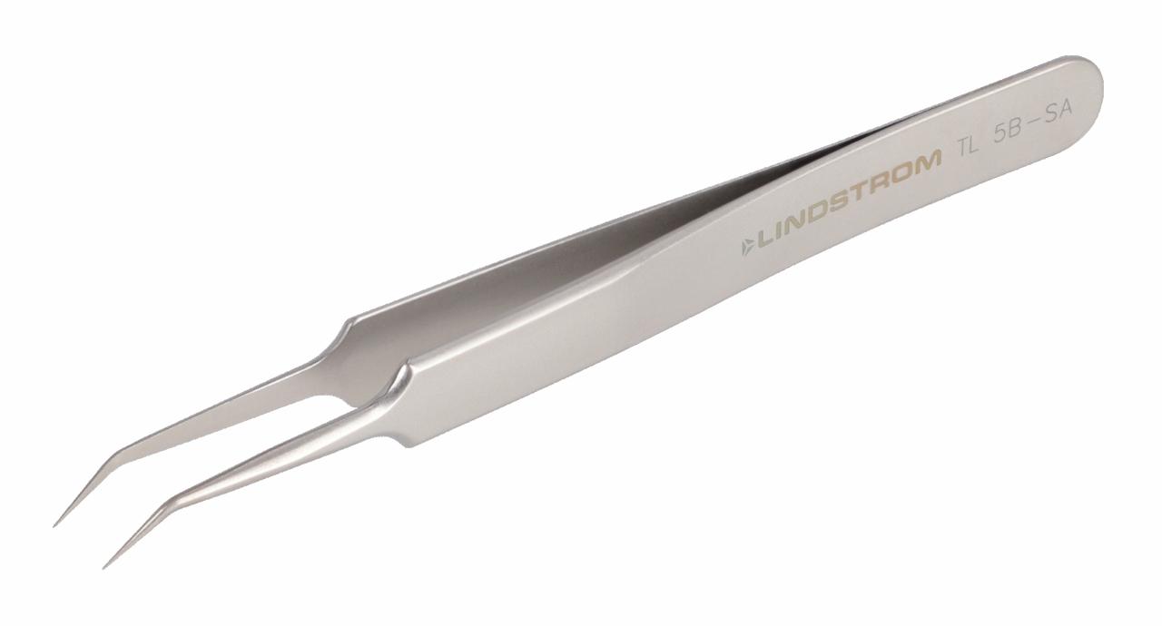 Lindström high-precision tweezers 110mm in stainless steel with bent, very fine sharp tips