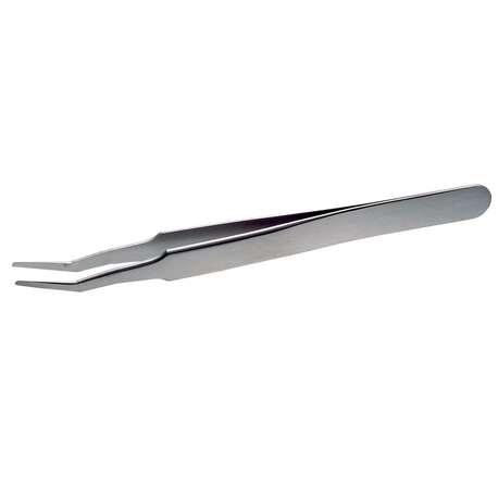 Lindström stainless steel SMD tweezers 120mm with 20° angled square tips for placement of SOT