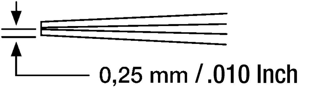 SMD tweezers, angled 45°, with pointed tips for vertical application.