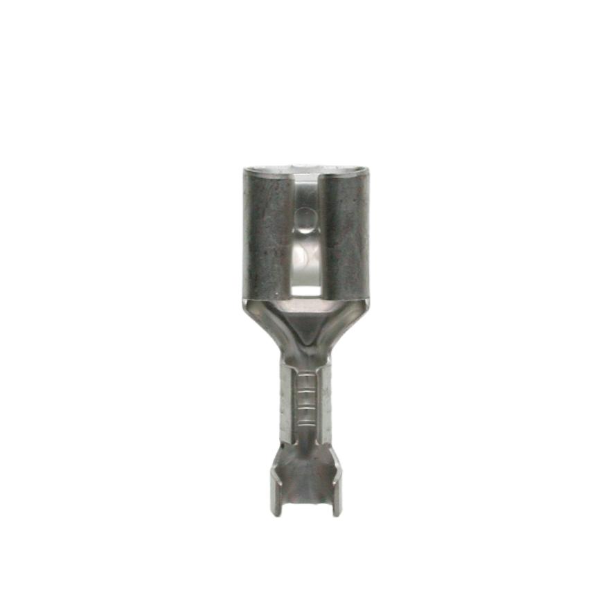 Flat plug female w / locking pin uninsulated 6.3x0.8 tinned 1.5-2.5mm² DIN46340