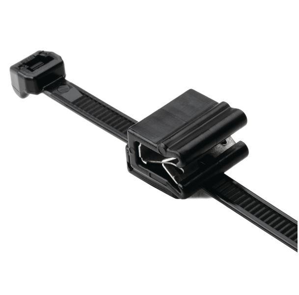 Cable tie black w / edge clips 4.6x200 HS pk / 500