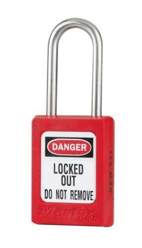 Master padlock steel RED hanger CIR 4.76mm - 35x38mm