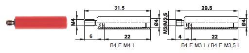 Adapter B4E-M3,5-I blue w / M3,5 threaded CAT II 1000V 32A