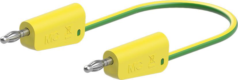 Silicone test lead 1mm² 50cm Yellow/Green LK-4N-S10 19A 30V AC/60V DC nickel-plated plug