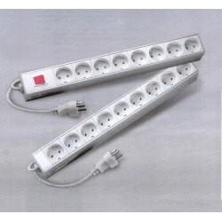 Socket panel with 8 outlets Aluminum w / glow lamp and switch