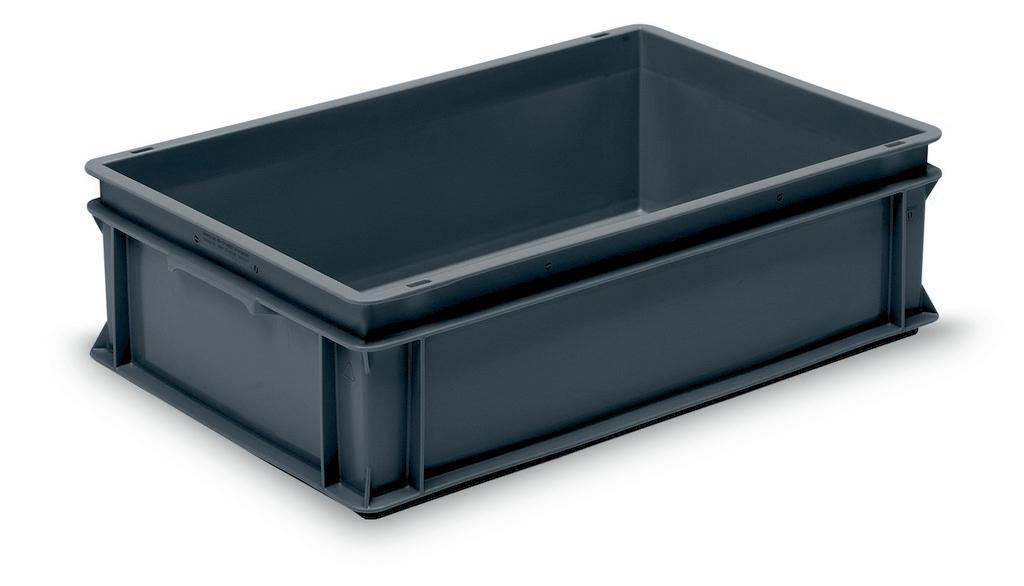 Stacking container RAKO ESD, solid base Storage box Black Rectangular Polypropylene (PP)