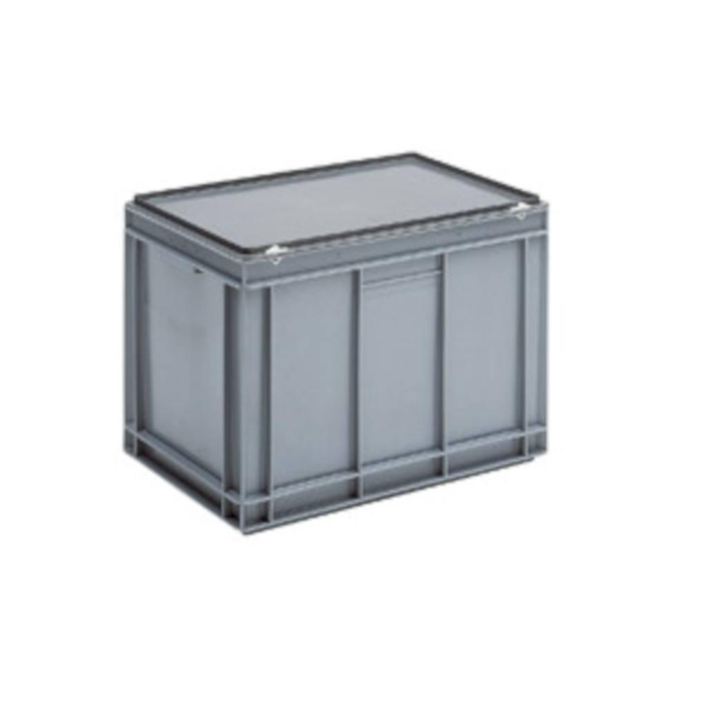 Stacking container with hinged lid 600x400x441 mm Storage box Grey Rectangular Polypropylene