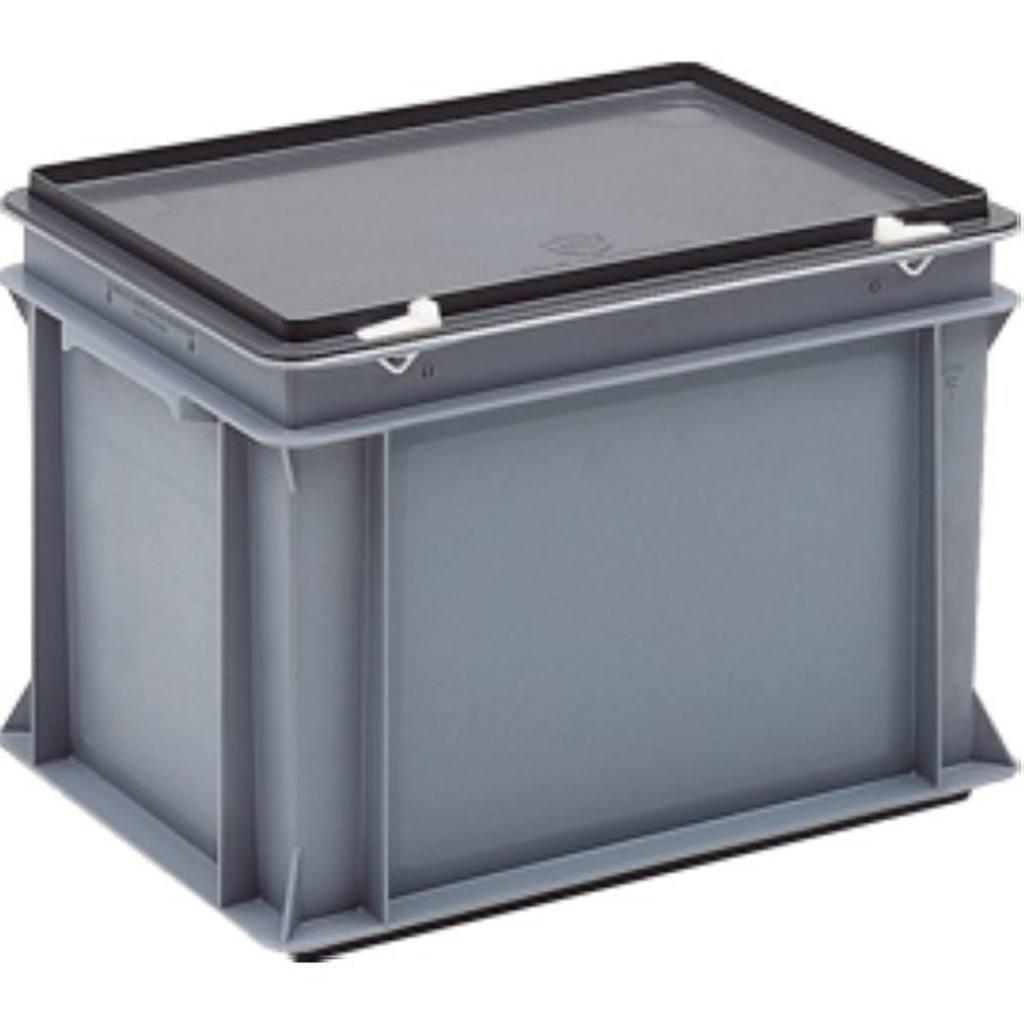 Stacking container with hinged lid 400x300x287 mm Storage box Black, Grey Rectangular Polypropylene