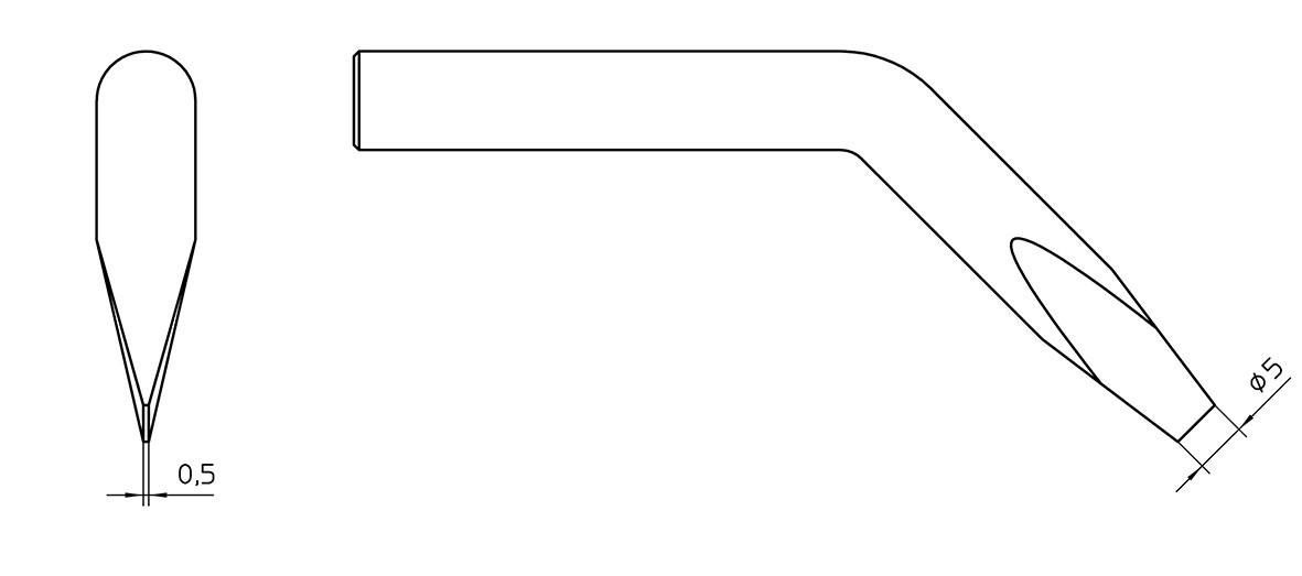 Soldering Tip Chisel Bent, 5,0 mm for SPI 81