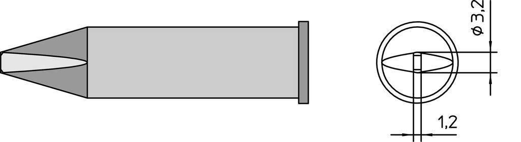 Soldering tip, chisel,  3,2 x 1,2 mm