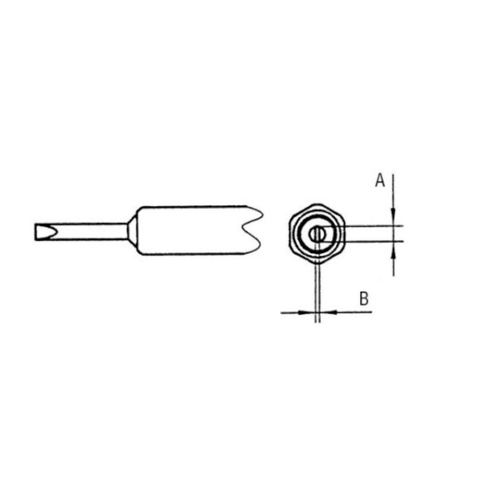 Chisel tip, Width 2.4 mm, Thickness 0.8 mm, Length 7.8 mm