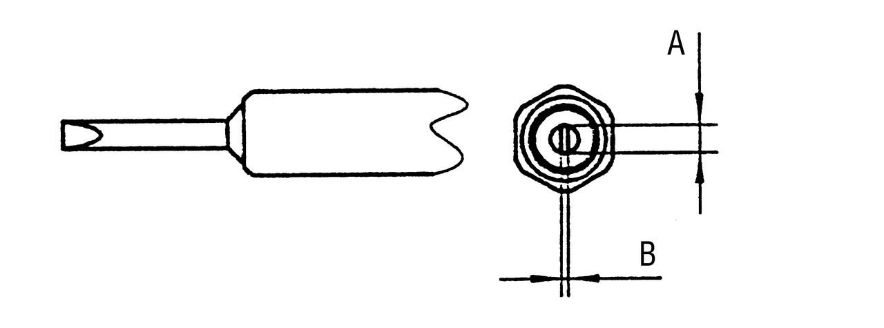 Chisel tip, Width 1,2 mm, Thickness 0,4 mm, Length 8,4 mm