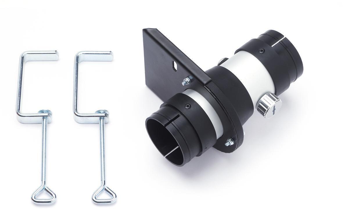 Easy-Click 60 Stop valve for table connection of and flex arm and extraction hose including air flow valve and 2 bench mounting brackets.