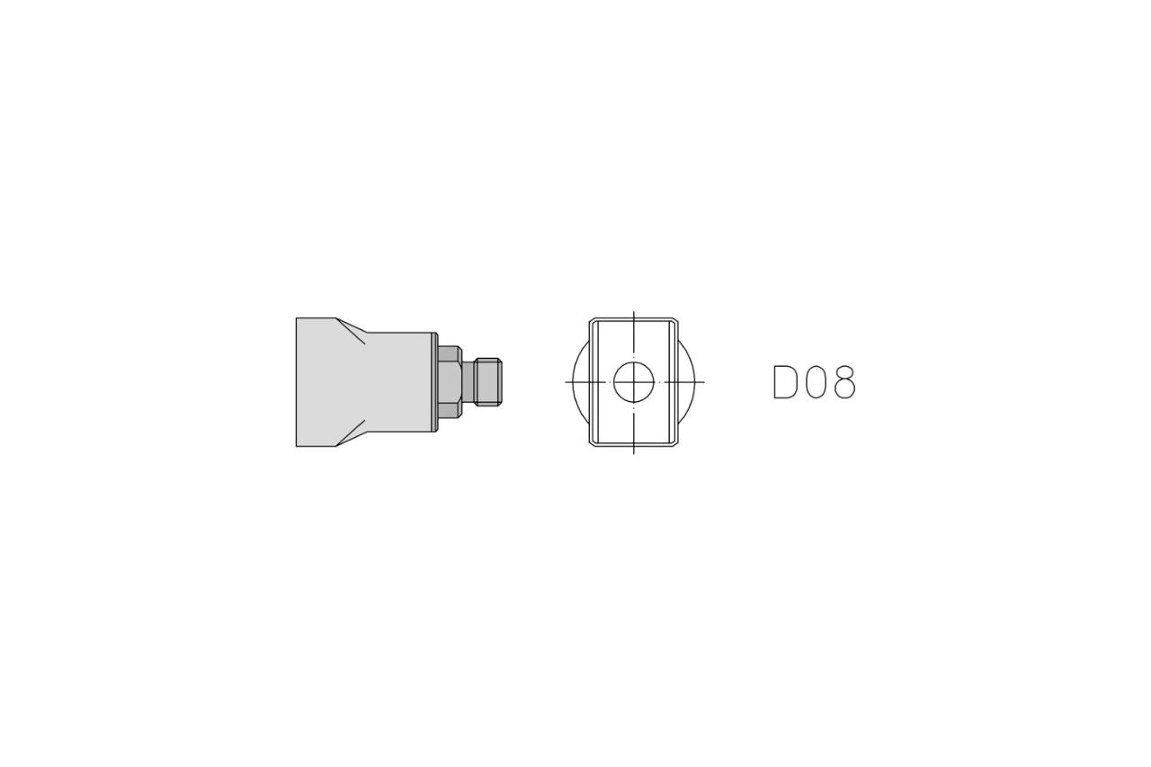 D08 Hot Air Nozzle, Two Sides Heated, with Hot Plate for HAP 1 and HAP 200, Length X:15,0 mm, Width Y:10,0 mm