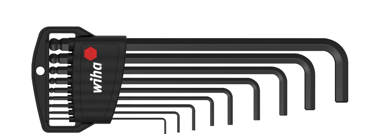 Wiha Socket wrench set in Classic holder Hexagon with ball head, with 10 parts, black oxidized, in blister pack (03992)