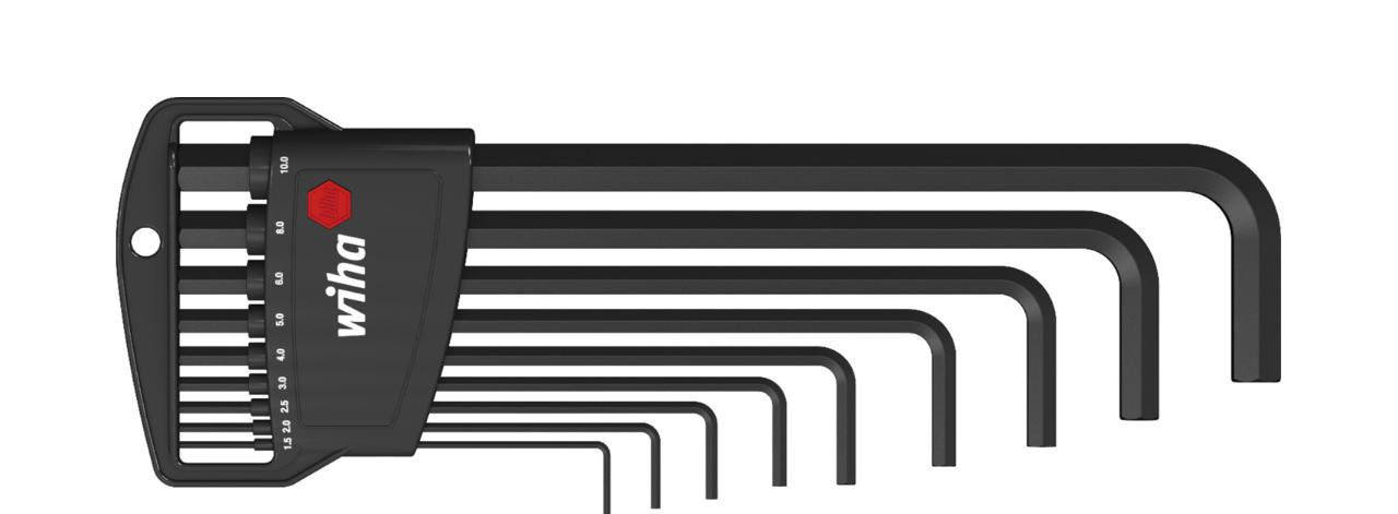 Wiha Socket wrench set in Classic holder Hexagon with 10 parts, black oxide (06386)