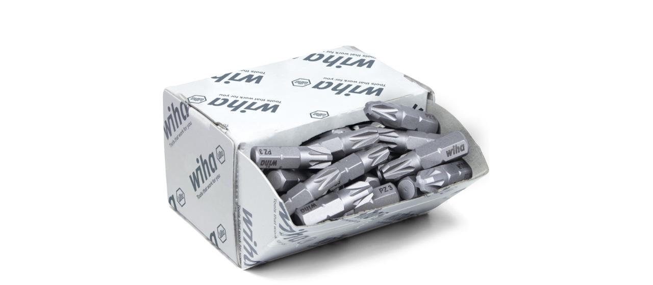 Wiha Bit set standard 25 mm Pozidriv (PZ3) with 50 parts, 1/4 C6.3 in large pack (08058)