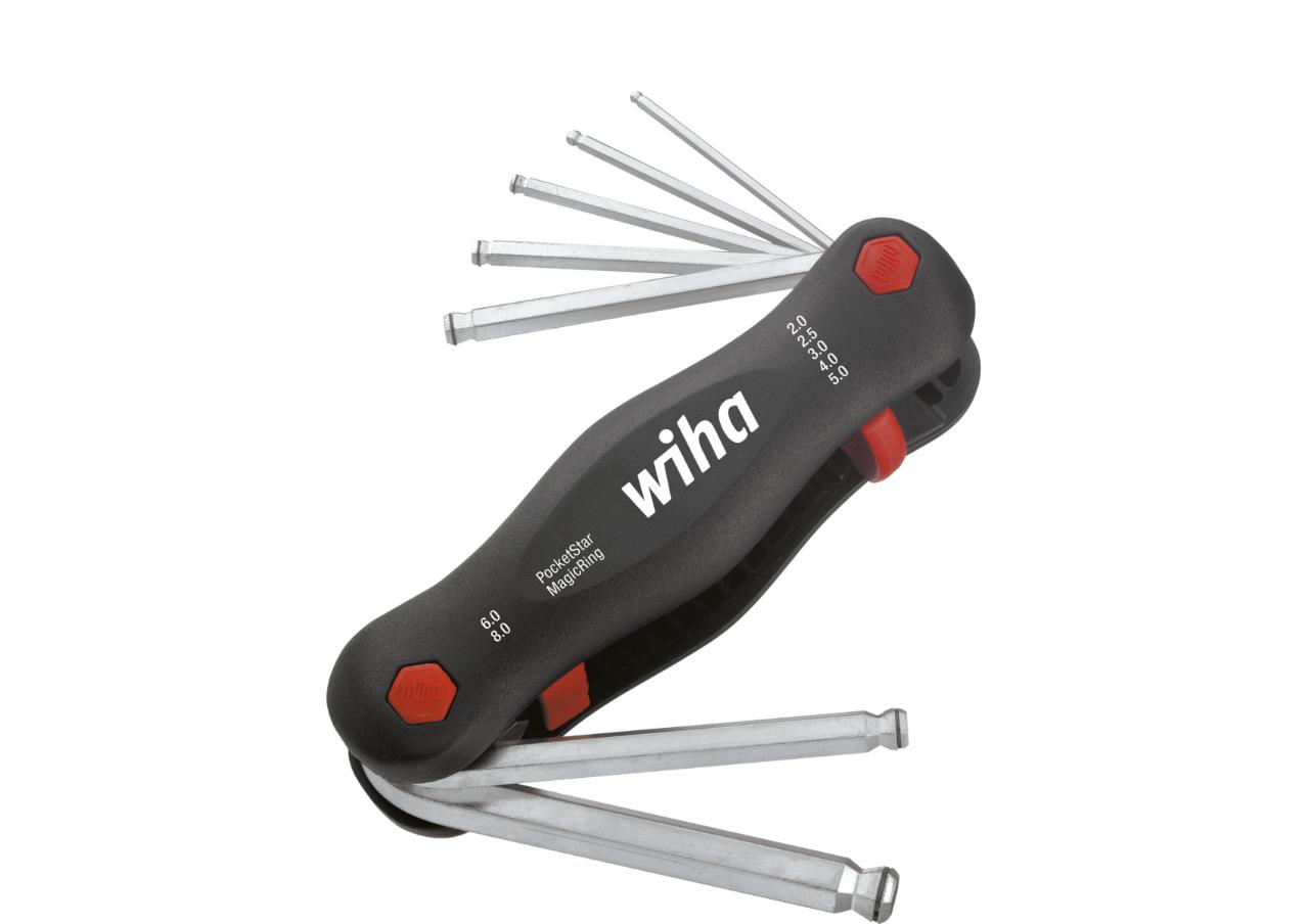 Wiha Multitool PocketStar Hexagon with ball head MagicRing, with 7 parts, SB version with suspension with euro hole (23033)