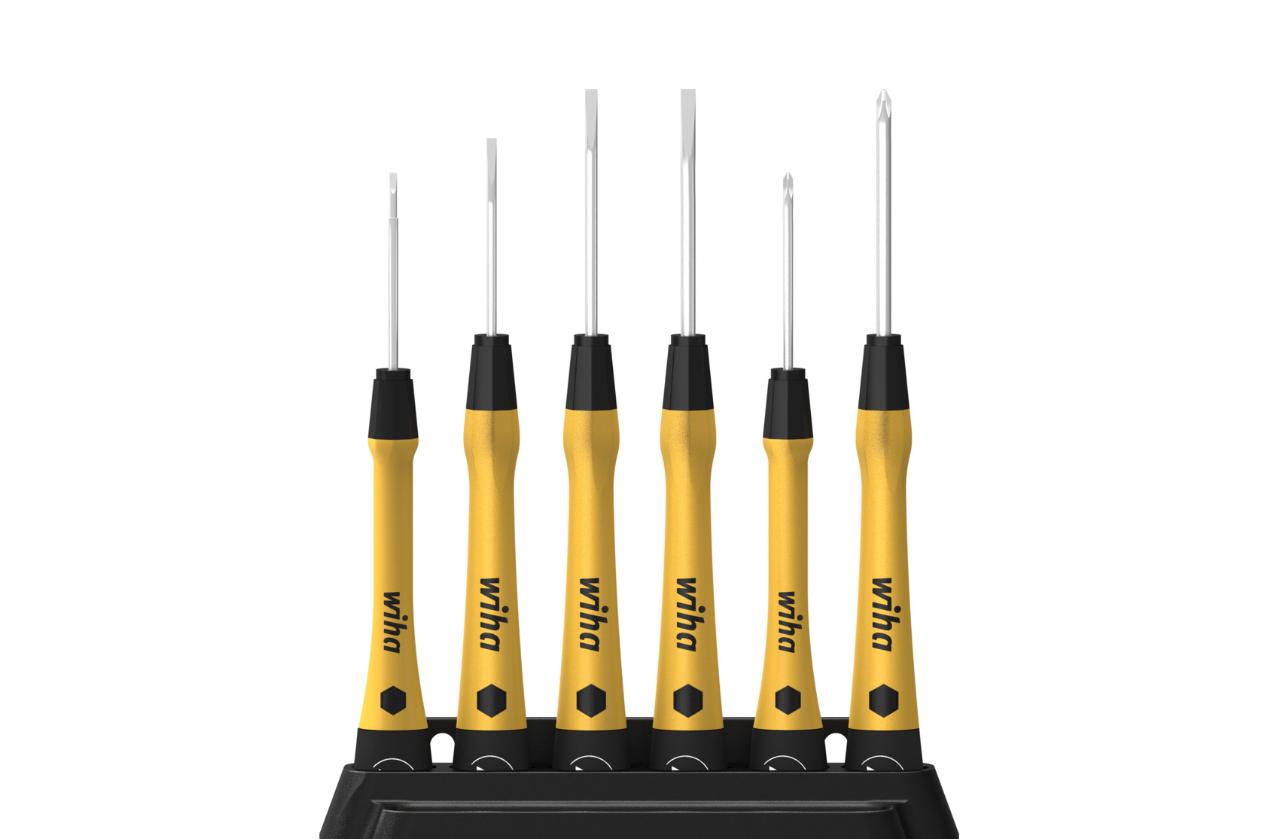 Wiha PicoFinish® ESD screwdriver set for electronics tasks Straight notch, Phillips, 7 parts, incl. holder (43707)