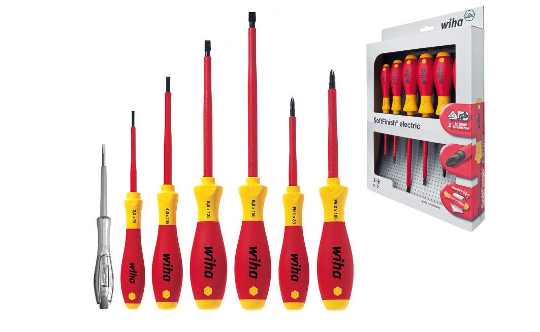 Wiha Screwdriver set SoftFinish® electric Straight slot, Phillips with 7 parts. (00834)