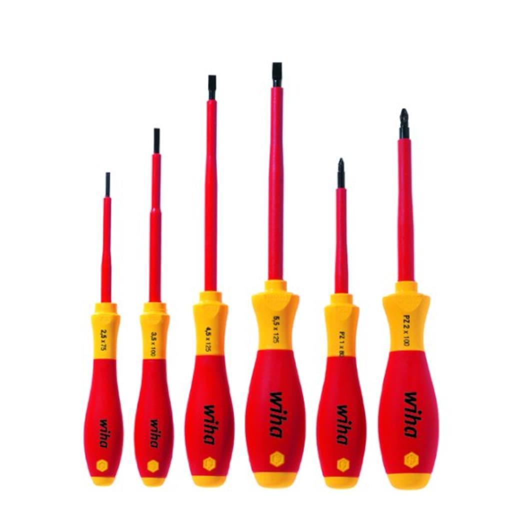 Wiha Screwdriver set SoftFinish® electric Straight slot, Pozidriv with 6 parts (25477)