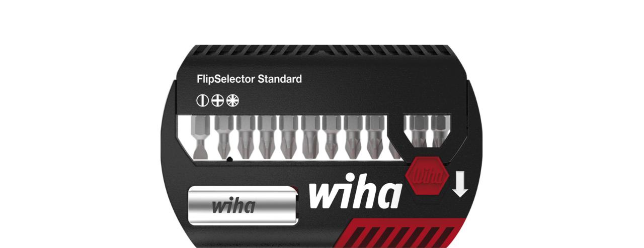 Wiha Bit set FlipSelector standard 25 mm Straight slot, Phillips, Pozidriv, with 14 parts, 1/4” C6.3 (39029)