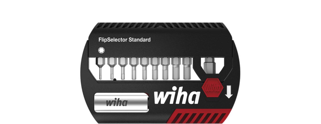 Wiha Bit set FlipSelector standard 25 mm Hexagon, with 15 parts, 1/4 C6.3 with belt clip (39059)