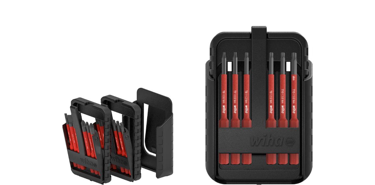 Wiha Bit set slimBit electric TORX®, TORX PLUS® with 15 parts incl. slimBit boxes and belt holder (43161)