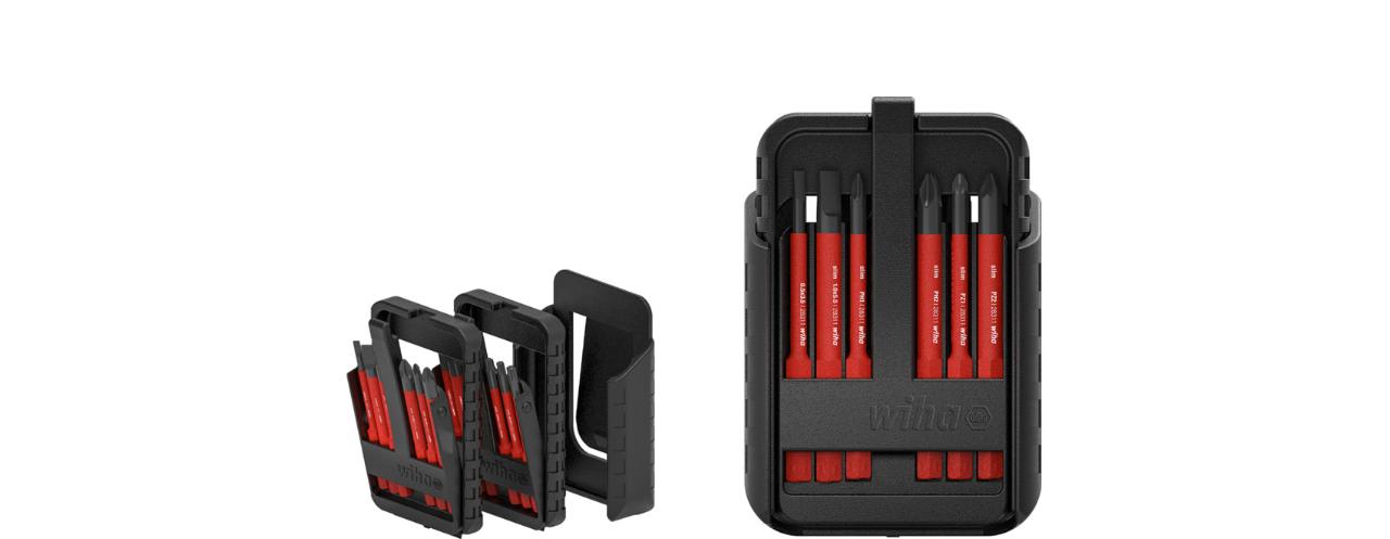 Wiha Bit set slimBit electric Straight slot, Phillips, Pozidriv, PlusMinus/Pozidriv, TORX®, 15 parts incl. slimBit boxes and belt holder (43162)