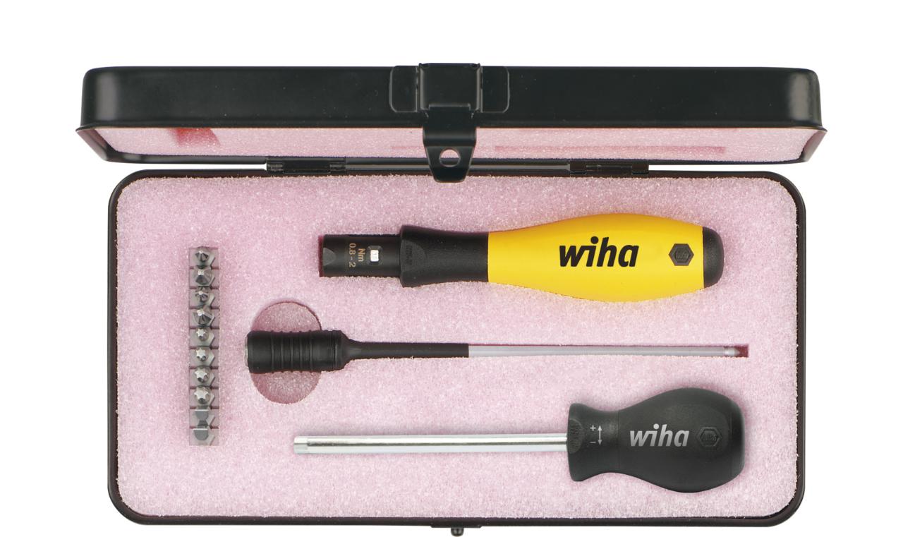 Wiha Torque screwdriver set TorqueVario®-S ESD 0.4-1.0 Nm mixed, with 14 parts, torque limitation can be set variably, incl. box (43898)